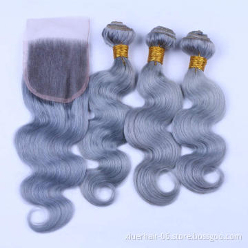 7A 40 Inch Silk Groothandel Silver Light Gray Ombre Red 100 Brazilian Hair Bundles